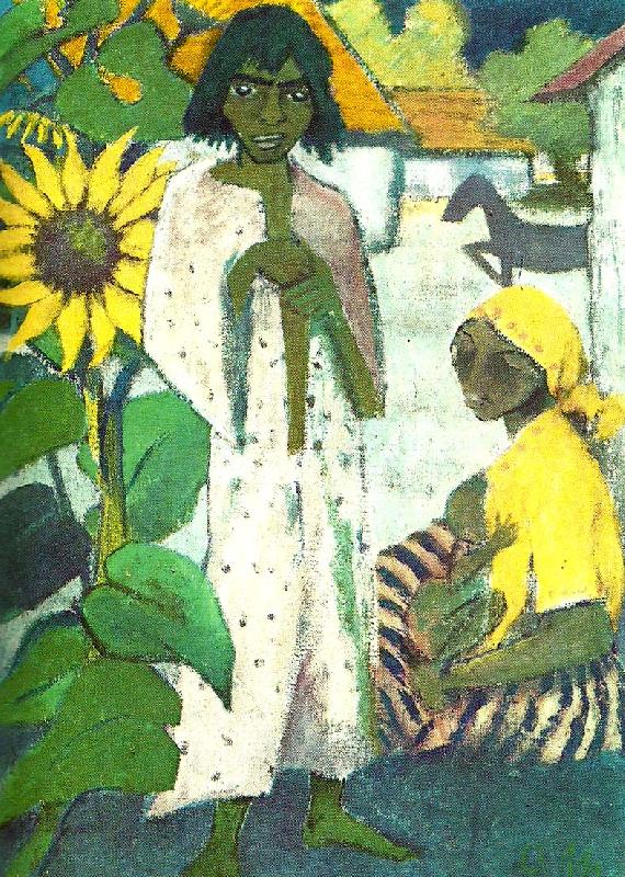 Otto Mueller zigenare med solrosor Sweden oil painting art